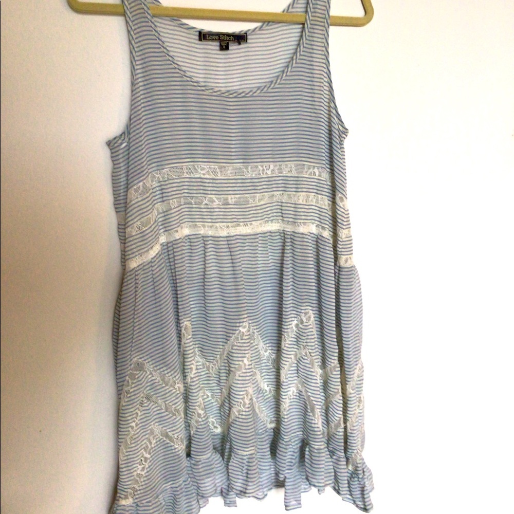 Love Stitch sheer striped dress / coverup